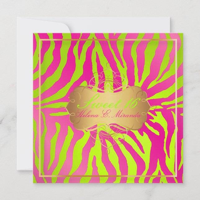 PixDezines Sweet 16/Zebra Stripes Invitation (Front)