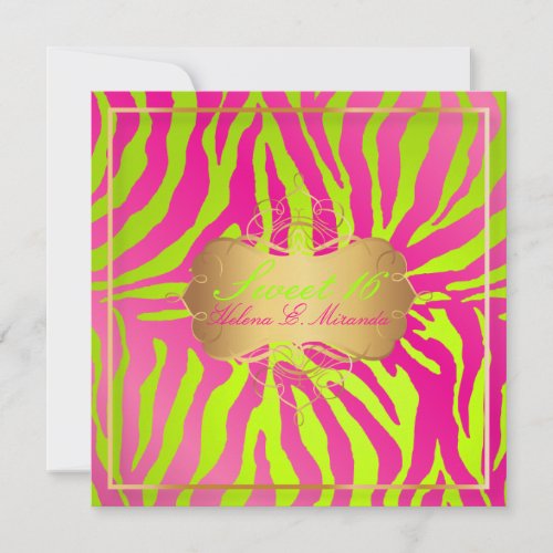 PixDezines Sweet 16/Zebra Stripes Custom Invitations