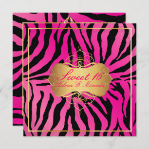PixDezines Sweet 16/Zebra Stripes Invitation