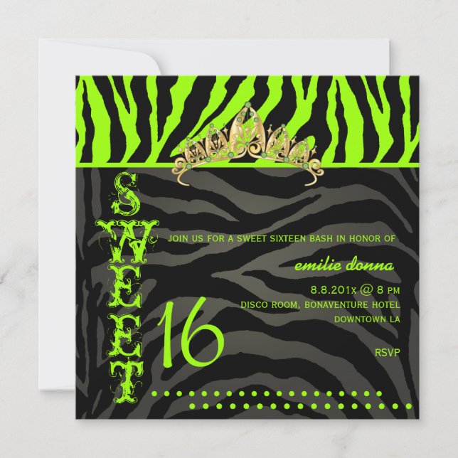 PixDezines Sweet 16/Zebra Stripes Invitation (Front)