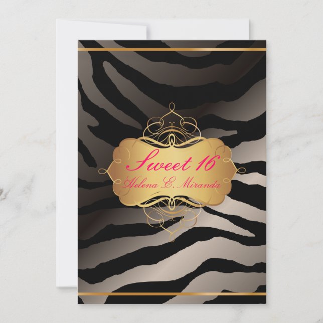PixDezines Sweet 16/Zebra Stripes Invitation (Front)