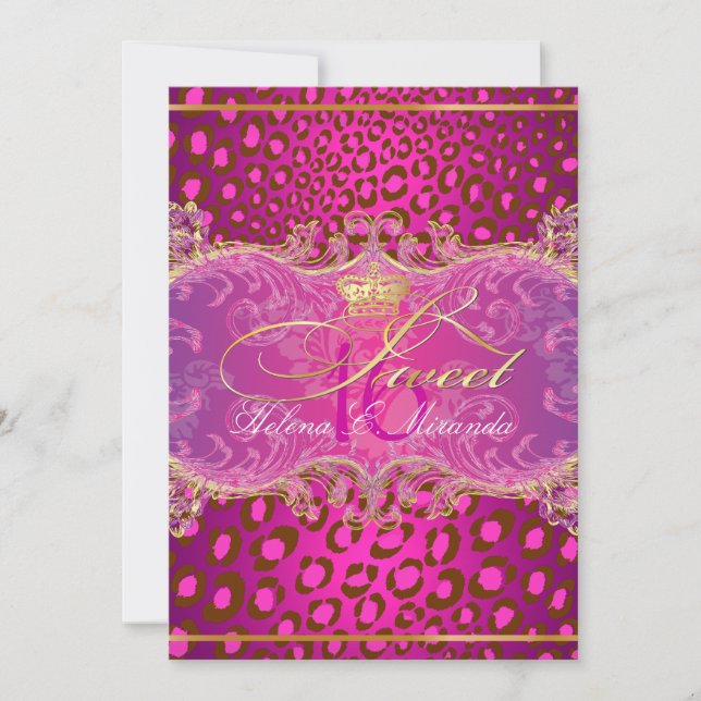 PixDezines Sweet 16Magenta leopard/DIY color!! Invitation (Front)
