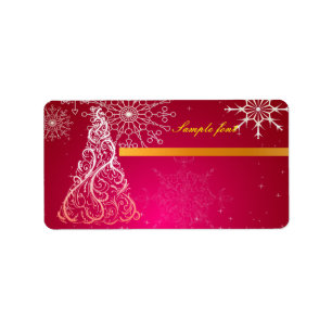 PixDezines Swirls Christmas Tree/ruby red Label