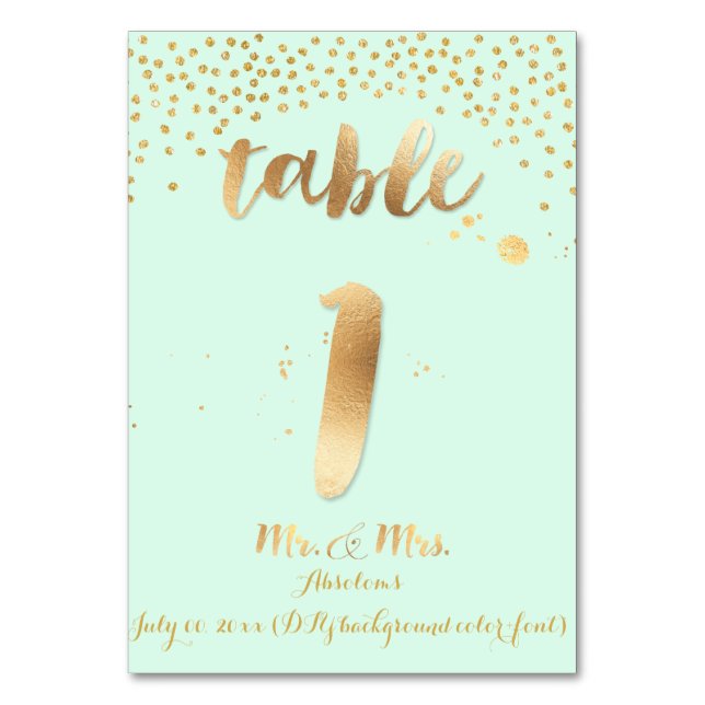 PixDezines table 1/gold sprinkles/DIY color/mint Number (Front)