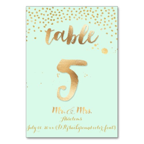 PixDezines table 5gold sprinklesDIY colormint Table Number