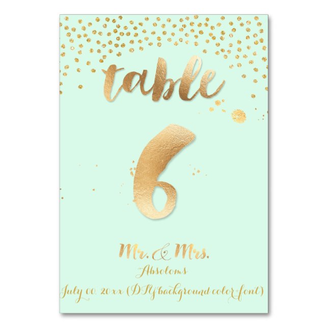 PixDezines table 6/gold sprinkles/DIY color/mint Number (Front)