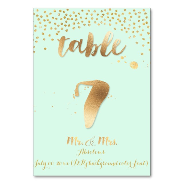 PixDezines table 7/gold sprinkles/DIY color/mint Number (Front)