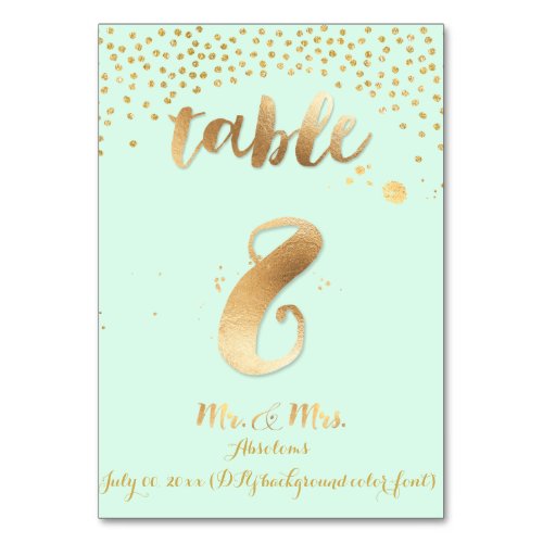 PixDezines table 8gold sprinklesDIY colormint Table Number