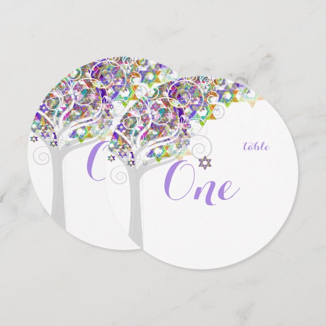 PixDezines table no. tree of life Bat Mitzvah Invitation (Front/Back)