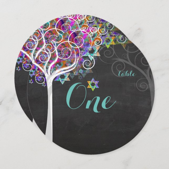 PixDezines Table Numbers Tree of Life Mitzvah (Front/Back)