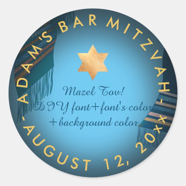 PixDezines Tallit Bar Mitzvah/DIY color Classic Round Sticker (Front)