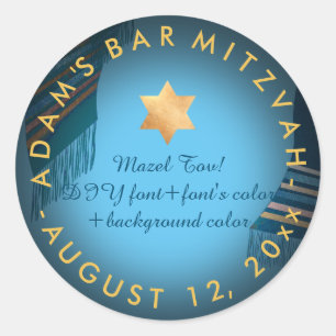 PixDezines Tallit Bar Mitzvah/DIY color Classic Round Sticker