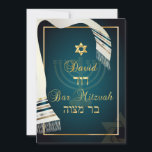 PixDezines tallit bar mitzvah/teal/gold Invitation<br><div class="desc">PixDezines Bar Mitzvah, featuring faux silk tallit with silver, gold, copper and teal trims .. one of our classic collections with DIY background color, as well as the fonts and its colors. Easy to customize, simply click "customize it" button to edit your text. All image files are adjustable. To view...</div>