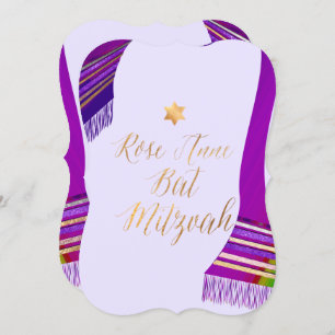 PixDezines Tallit/Magenta/Purple/Bat Mitzvah Invitation