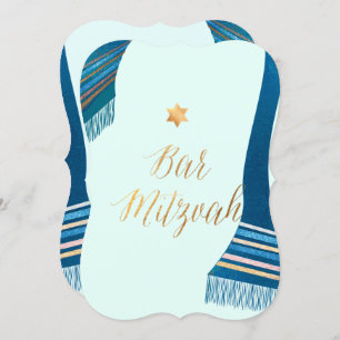 PixDezines Tallit/Mint/Teal/Bar Mitzvah Invitation