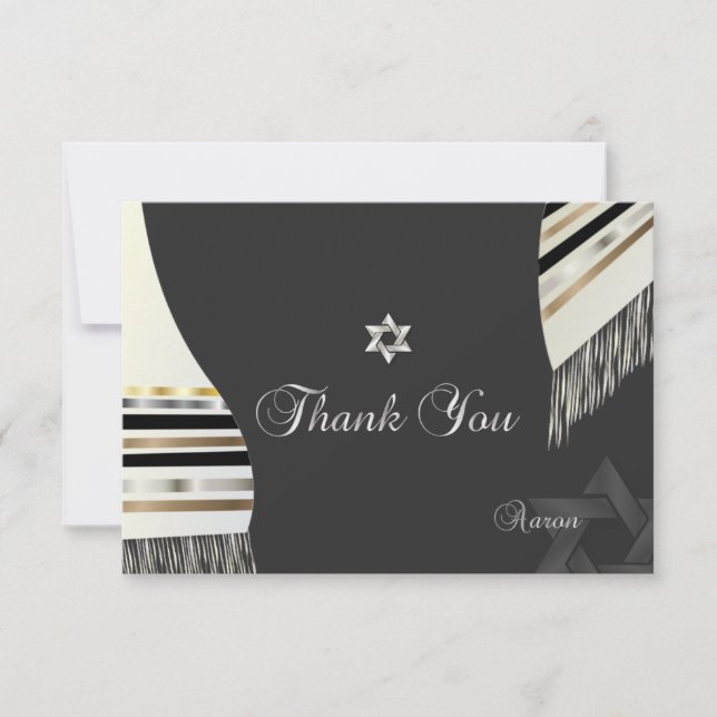 PixDezines tallit mitzvah Thank You Card (Front)