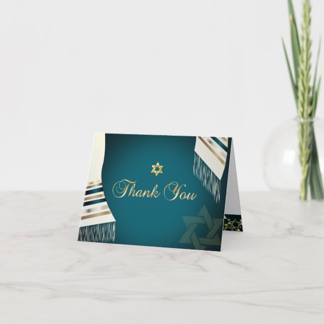 PixDezines tallit mitzvah thank you/DIY color You Card (Front)
