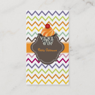 PixDezines tangelo swirls cupcake+chevron Business Card