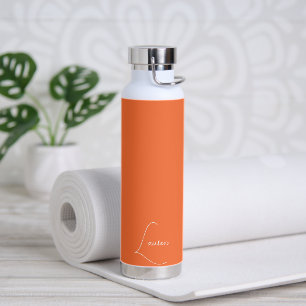 PixDezines Tangerine Orange DIY Color Monogram Water Bottle
