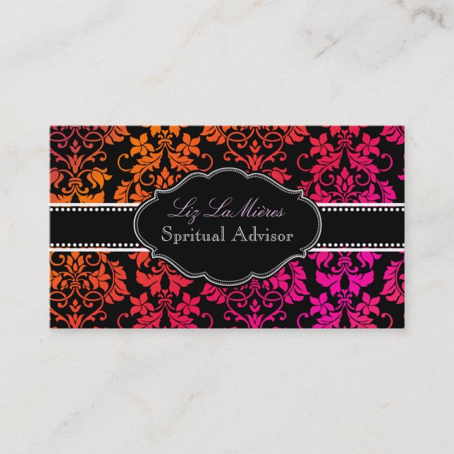 PixDezines Tanza Damask/DIY background Business Card (Front)