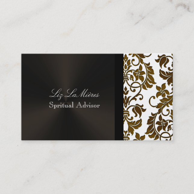 PixDezines Tanza Damask/DIY background/white Business Card (Front)