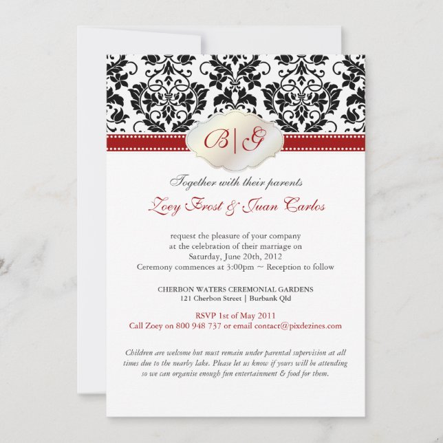 PixDezines Tanza Damask/DIY colors!!! Invitation (Front)