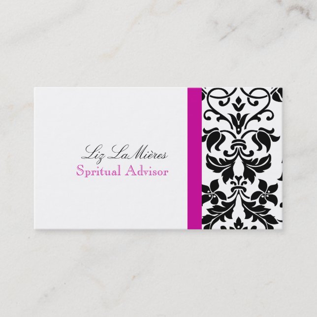 PixDezines Tanza Damask/DIY colors!!!/magenta Business Card (Front)