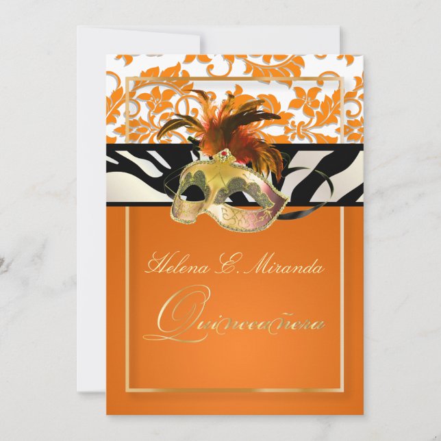 PixDezines Tanza Damask/Quinceanera/Zebra Invitation (Front)