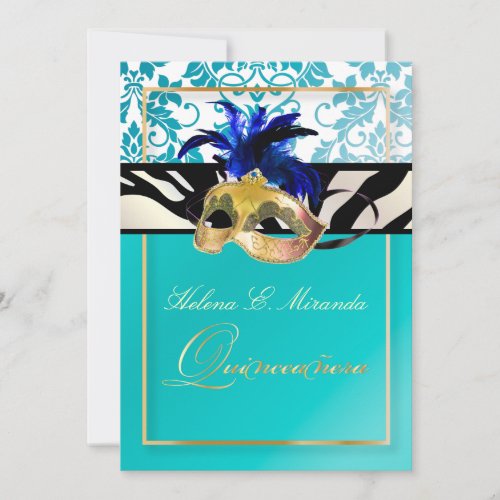 PixDezines Tanza DamaskQuinceaneraZebra Invitation