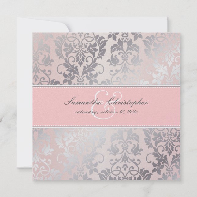 PixDezines Tanza Rose+Silver/Pink+Grey Invitation (Front)
