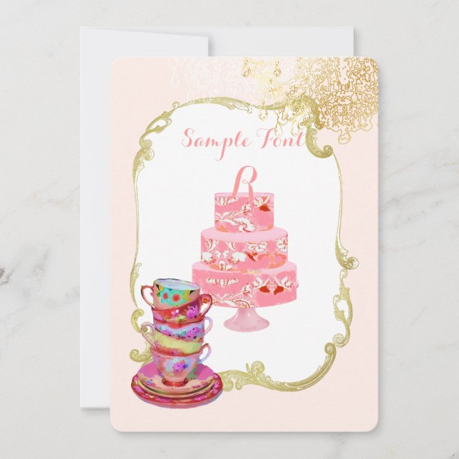 PixDezines tea party/bridal/watercolor Invitation (Front)