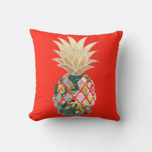 PixDezines Teal Aloha Pineapples/DIY background Throw Pillow