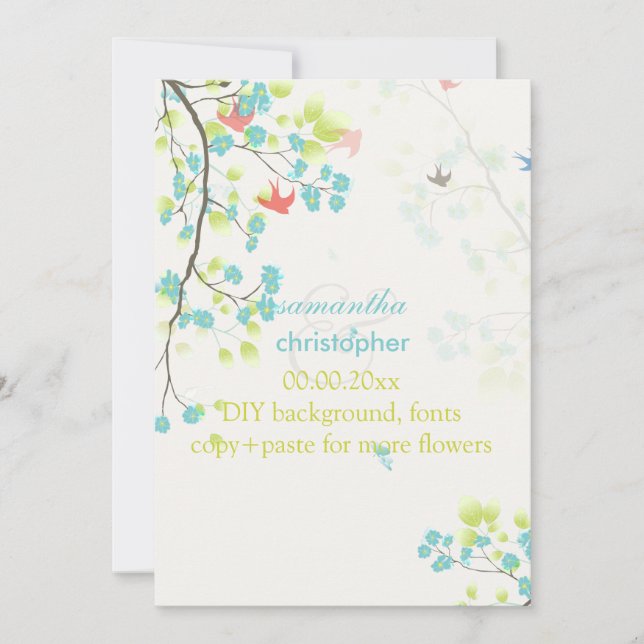 PixDezines teal cherry blossom/diy background Invitation (Front)