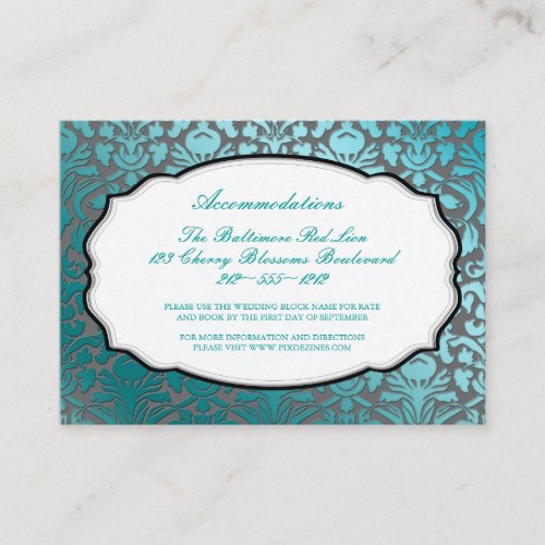 PixDezines teal  flora damask/accommodations Business Card Template