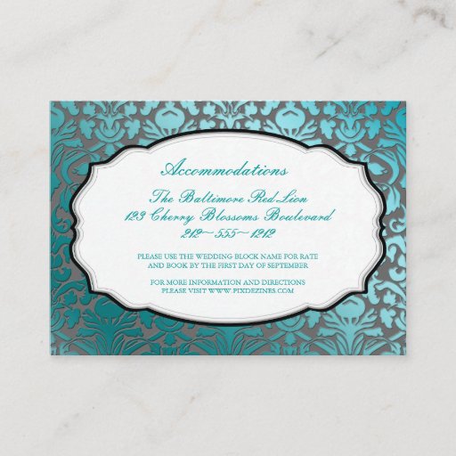 Customizable PixDezines teal  flora damask/accommodations Business Card Template