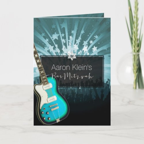 PixDezines teal guitarphotobar mitzvah Invitation