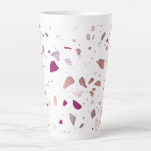 PixDezines Terrazzo Pattern Rose Gold Burgundy Latte Mug