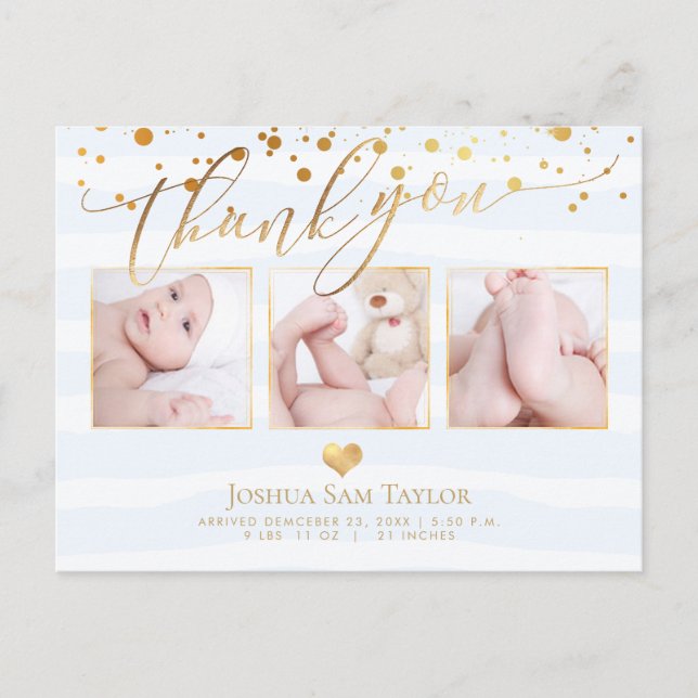 PixDezines Thank You, Baby Shower/Confetti/Heart Postcard (Front)