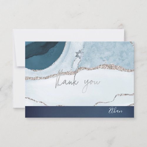 PixDezines THANK YOU Bar Mitzvah Watercolor Agate RSVP Card