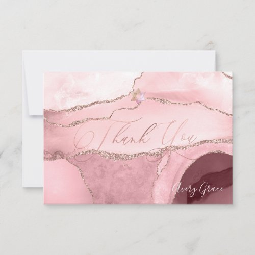 PixDezines THANK YOU Bat Mitzvah Watercolor Agate RSVP Card