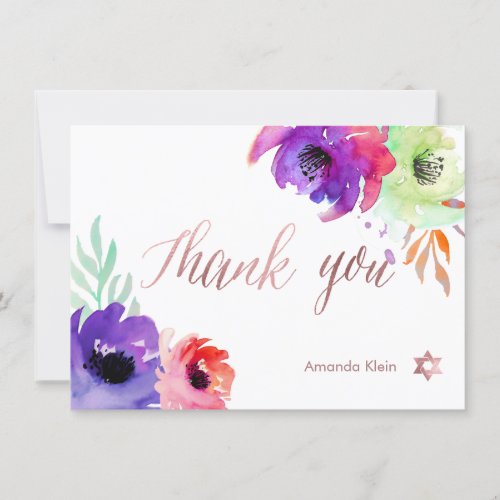 PixDezines Thank YouFloralWatercolorRoses Thank You Card