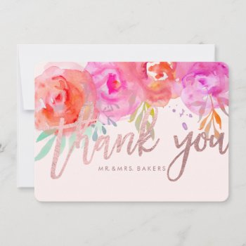 Pixdezines Thank You/floral/watercolor/roses Thank You Card by custom_stationery at Zazzle