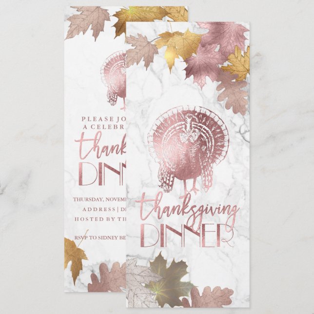 PixDezines Thanksgiving/Maple/Oak/Faux Rose Gold Invitation (Front/Back)