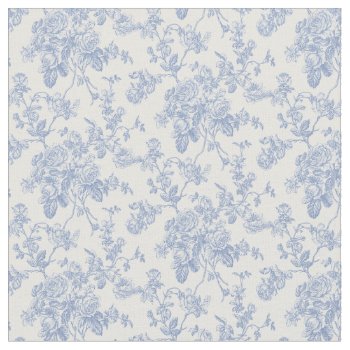 Pixdezines Toile Blue Roses/diy Background Color Fabric by PixDezines at Zazzle