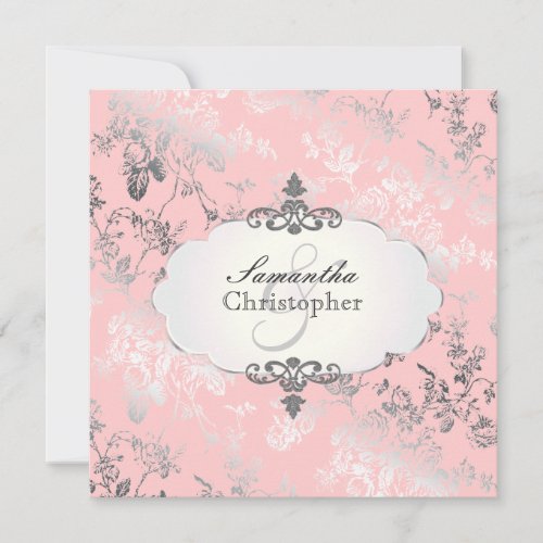 PixDezines toile pink roses/DIY background color Custom Invitations