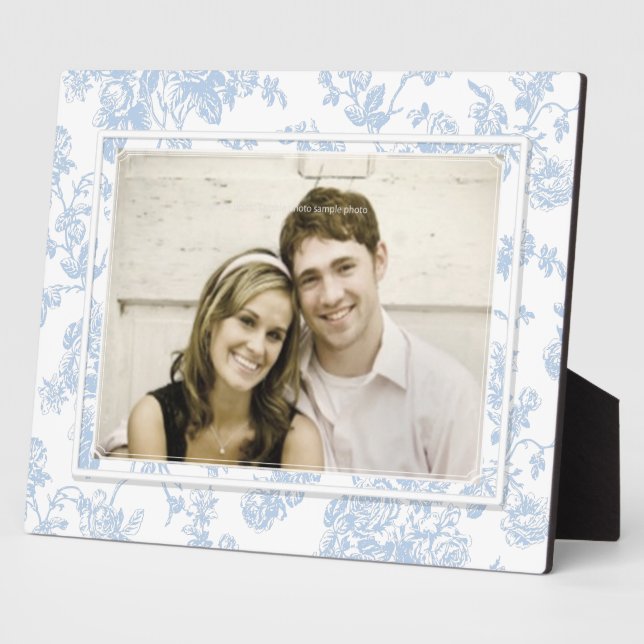 PixDezines toile/roses/blue/diy background color Plaque (Side)