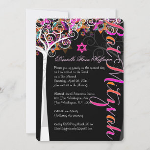 PixDezines tree of life Bat Mitzvah/chalkboard Invitation