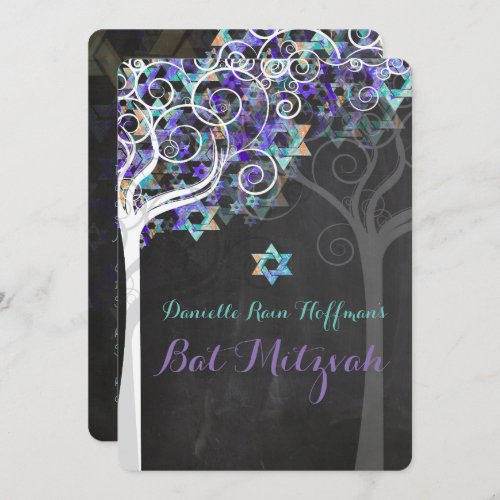 PixDezines Tree of Life Bat MitzvahChalkboard Invitation