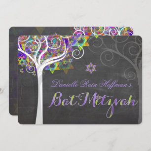 PixDezines tree of life Bat Mitzvah/chalkboard Invitation