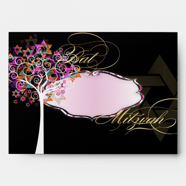 PixDezines Tree of Life Bat Mitzvah/DIY Background Envelope (Front)